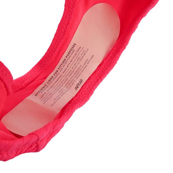 Aerie Crinkle Cut Out One Shoulder One Piece Swimsuit Hot Pink Medium - Picture 5 of 8